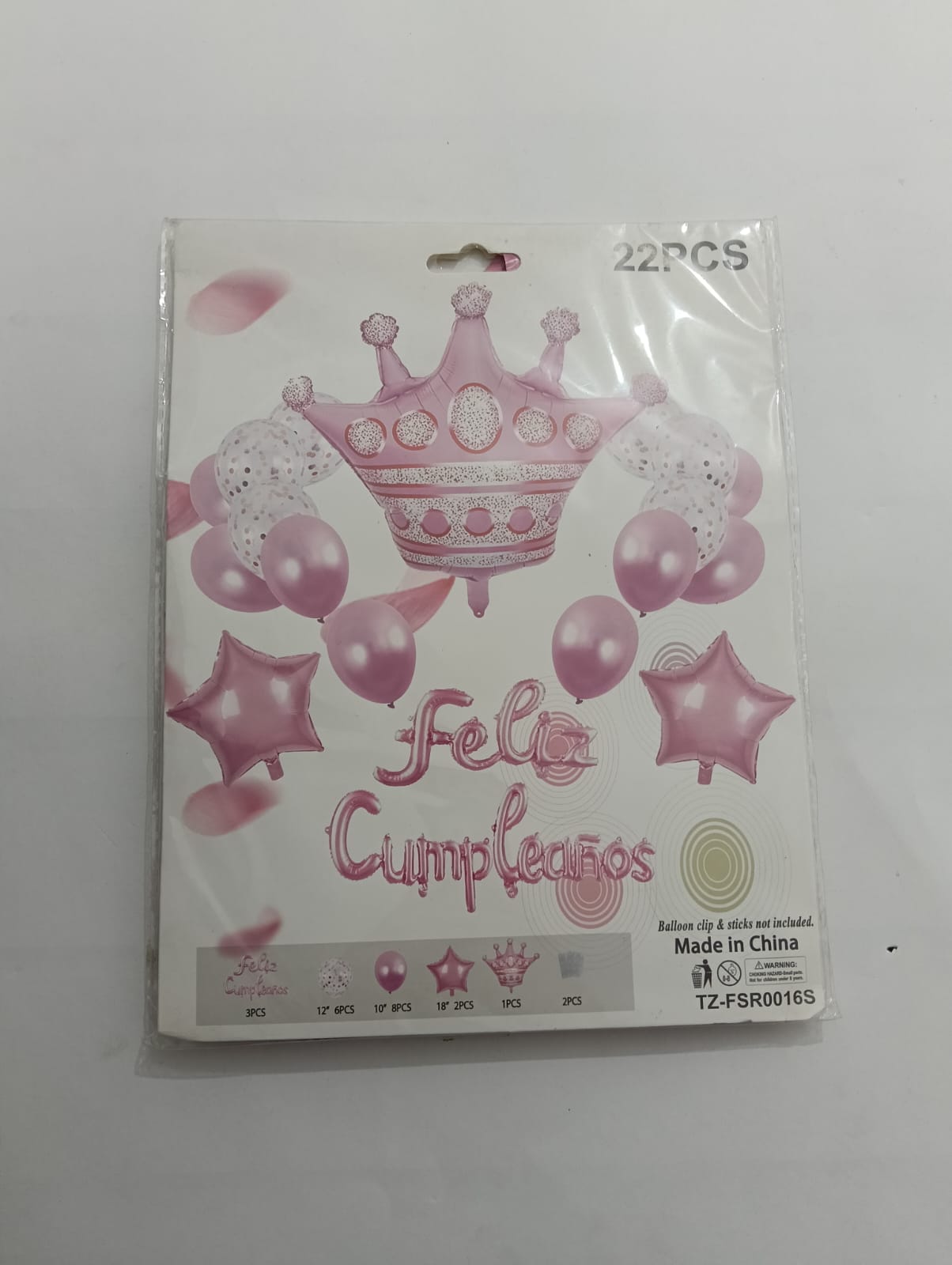 LETRERO FELIZ CUMPLEAÑOS CON CORONA GLOBO LATEX