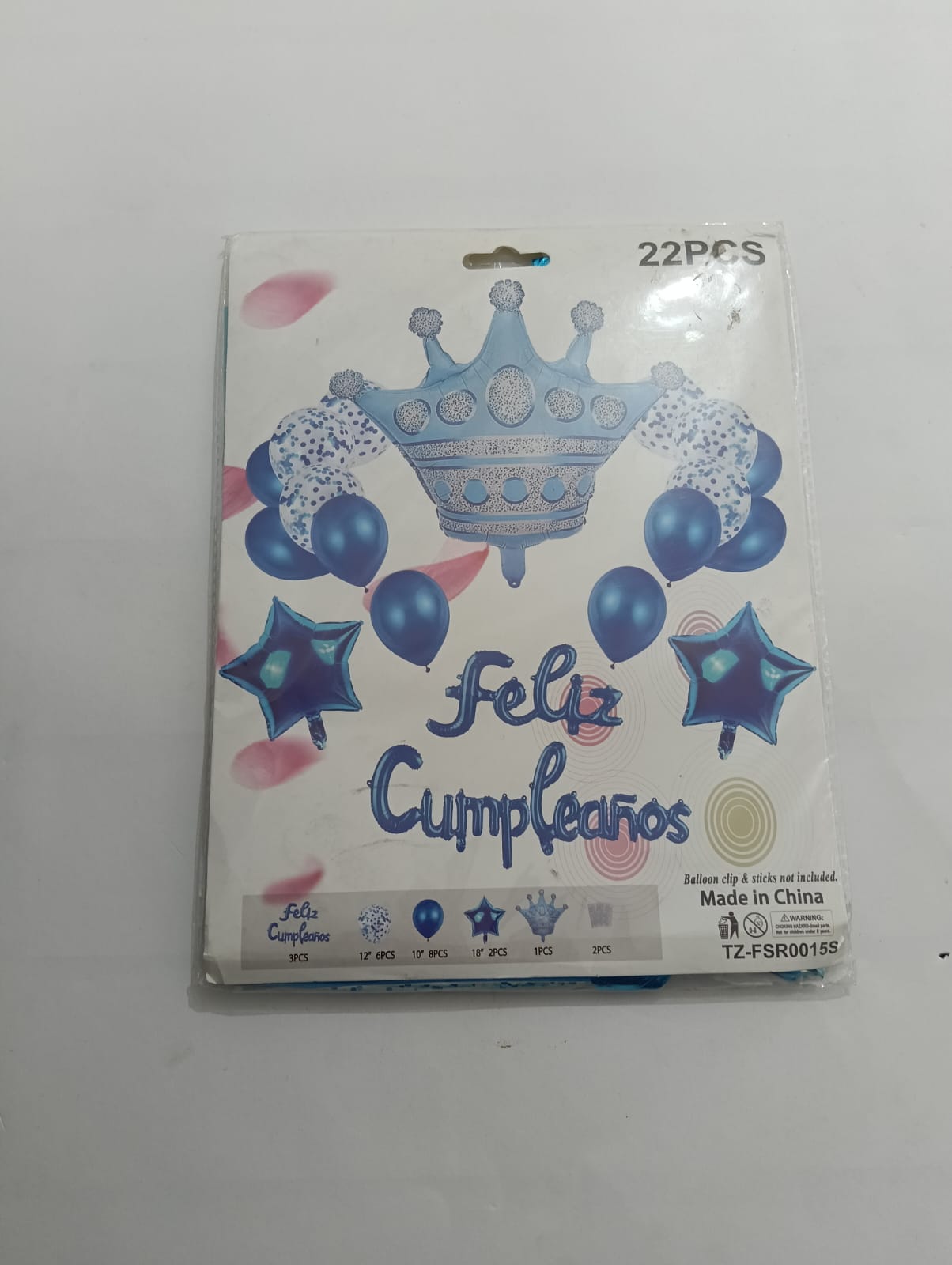 LETRERO FELIZ CUMPLEAÑOS CON CORONA GLOBO LATEX