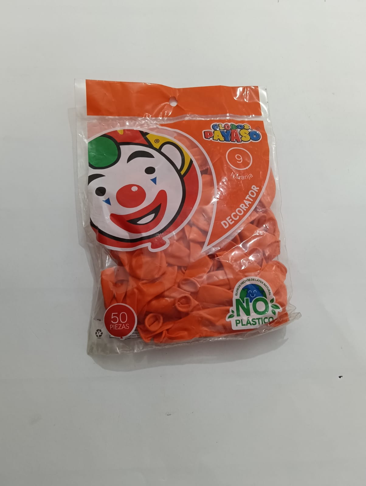 GLOBO PAYASO #9 NARANJA DECORATOR 50 PZAS