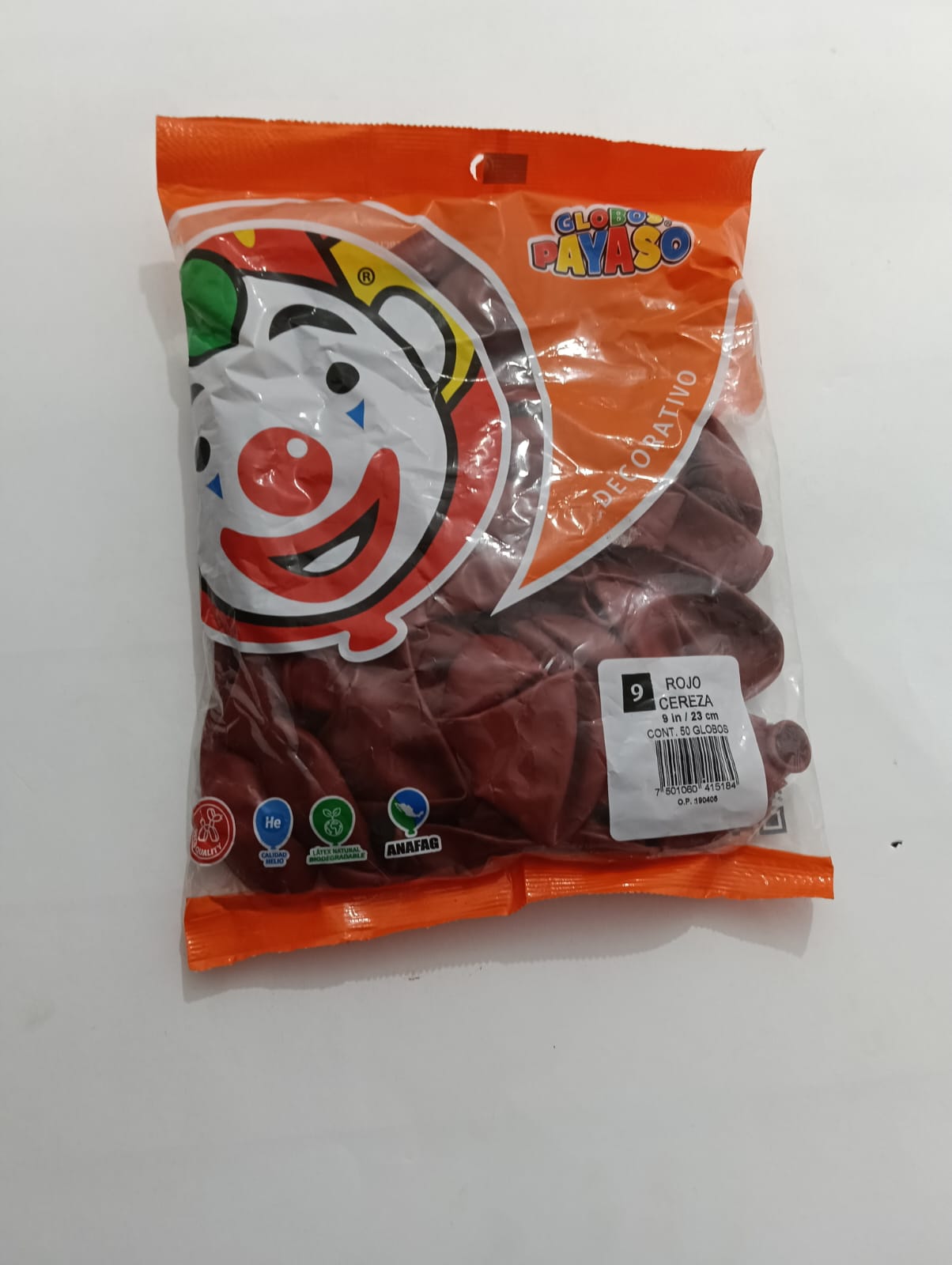 GLOBO PAYASO #9 ROJO CEREZA DECORATOR 50 PZAS