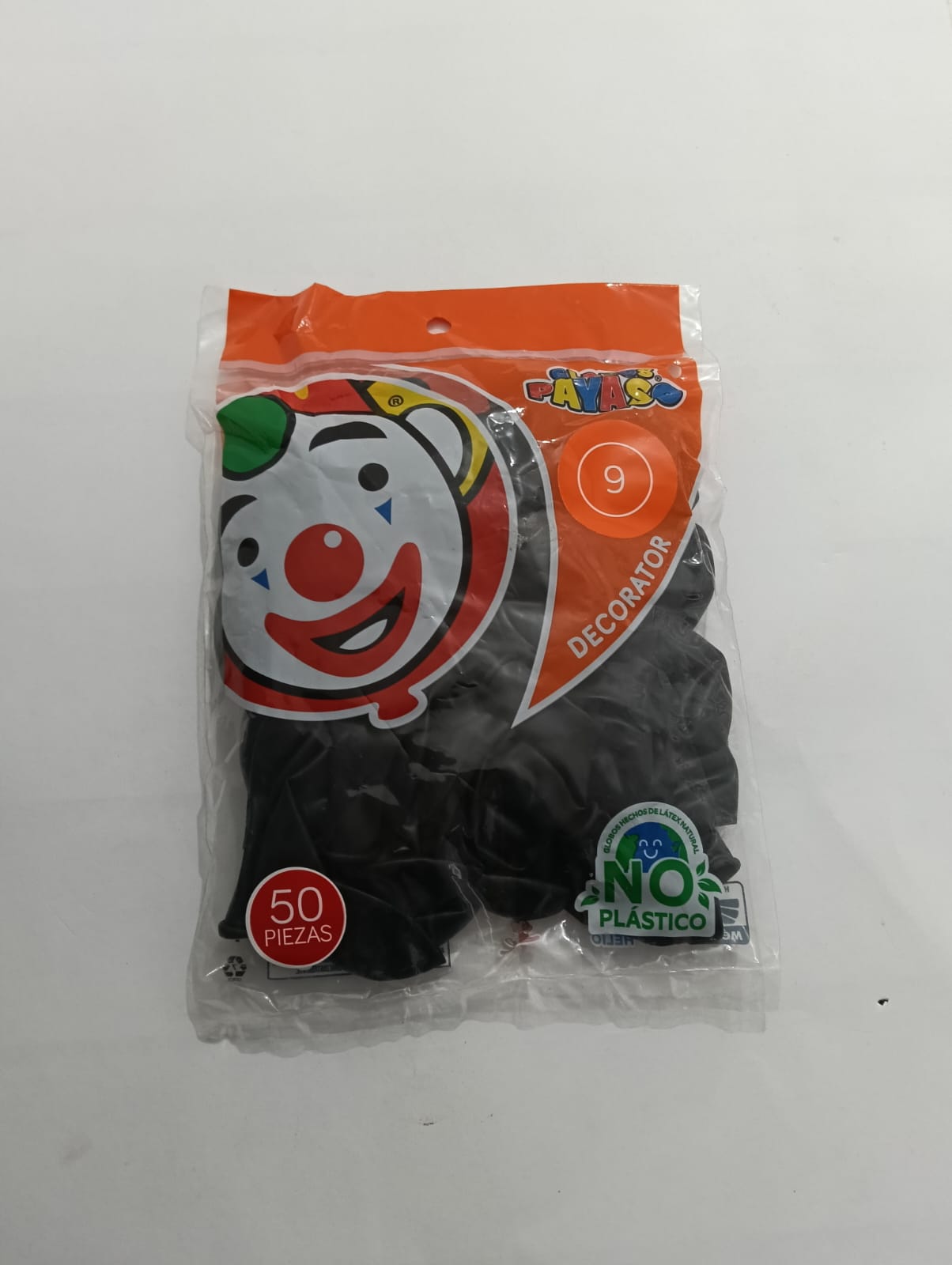 GLOBO PAYASO #9 NEGRO DECORATOR 50 PZAS