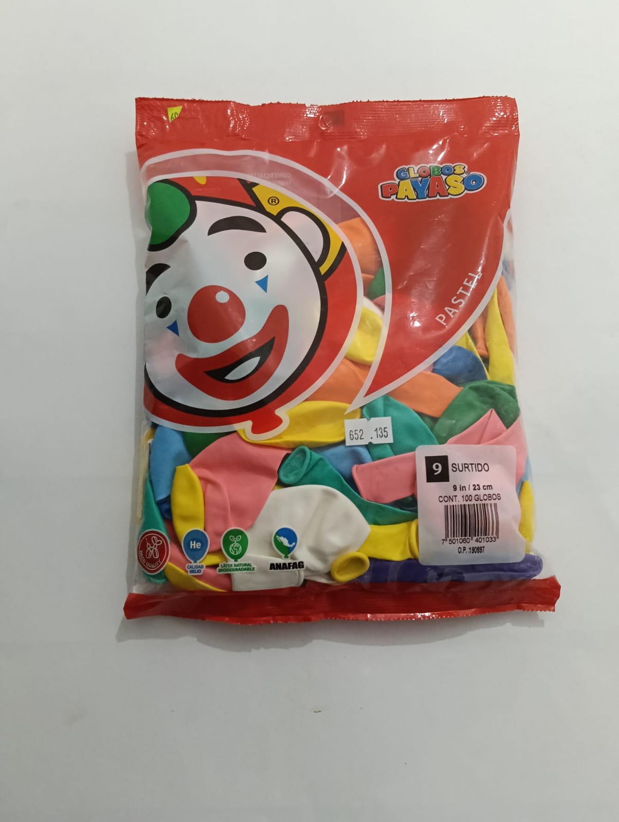 GLOBO PAYASO #9 SURTIDO  DECORATOR 100 PZAS