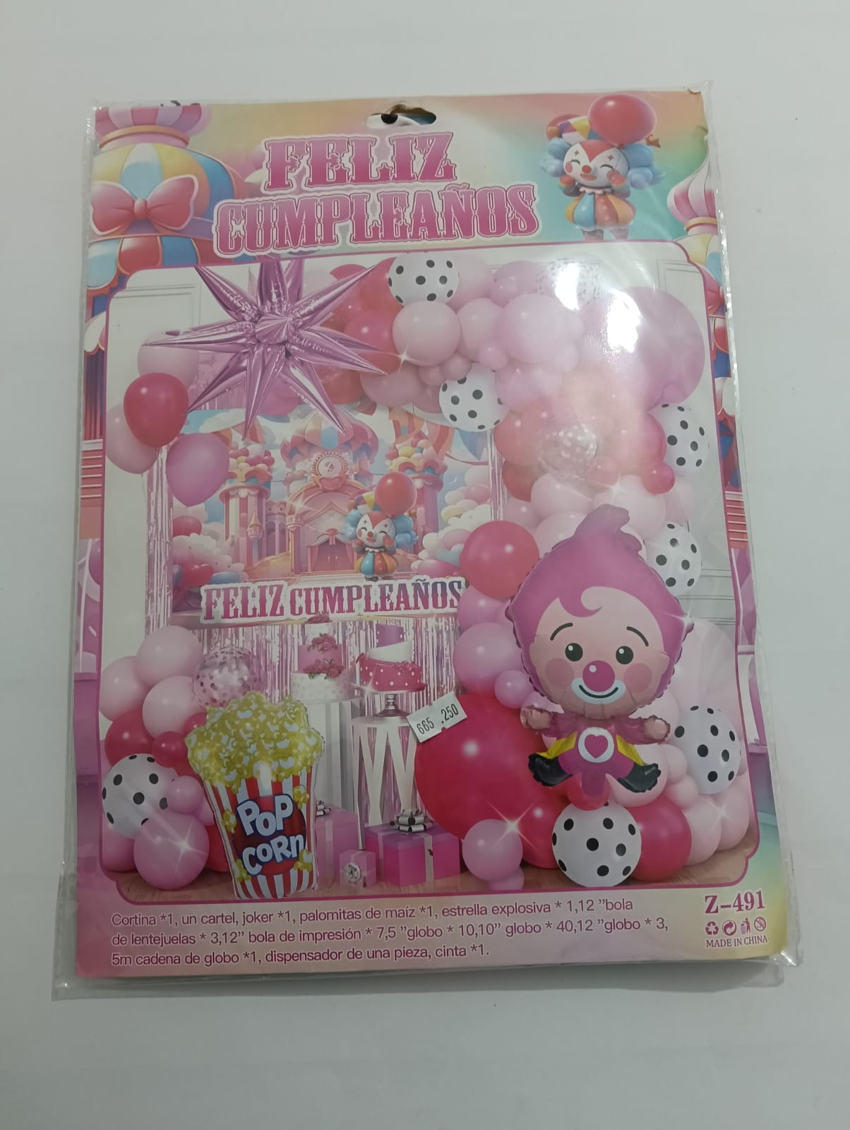 PLIM PLIM ARCO COMPLETO FELIZ CUMPLEAÑOS (ROSA)