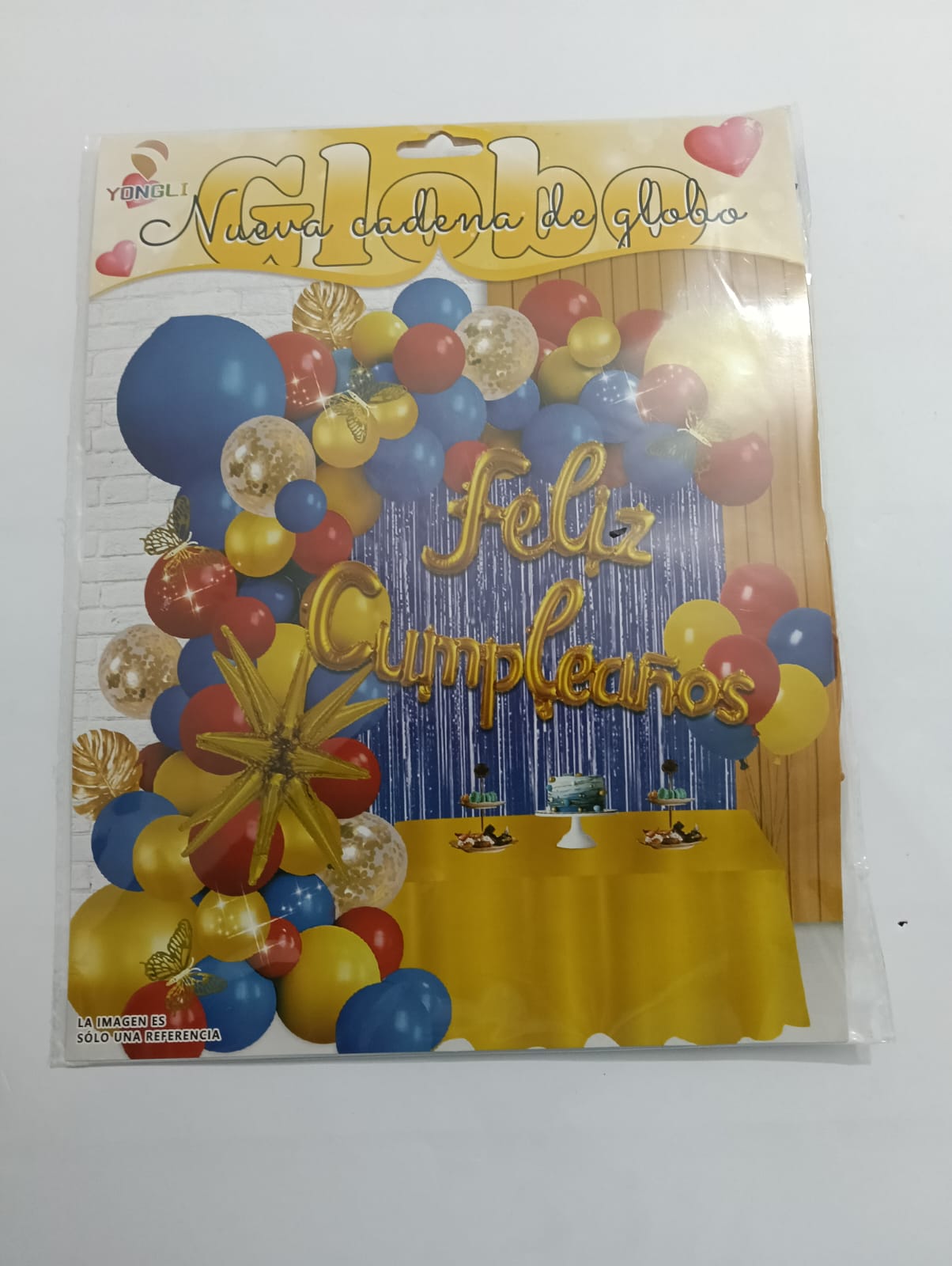 ARCO COMPLETO FELIZ CUMPLEAÑOS (DORADO, AZUL, ROJO)