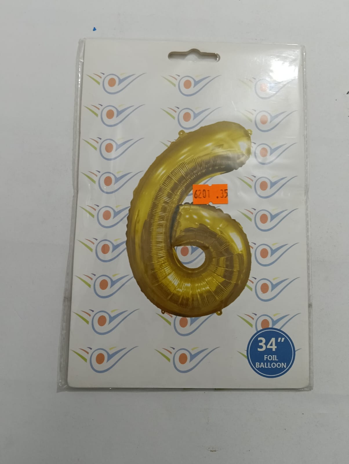 GLOBO DE NUMERO  6 34 PULGADAS (86,36CM) DORADO