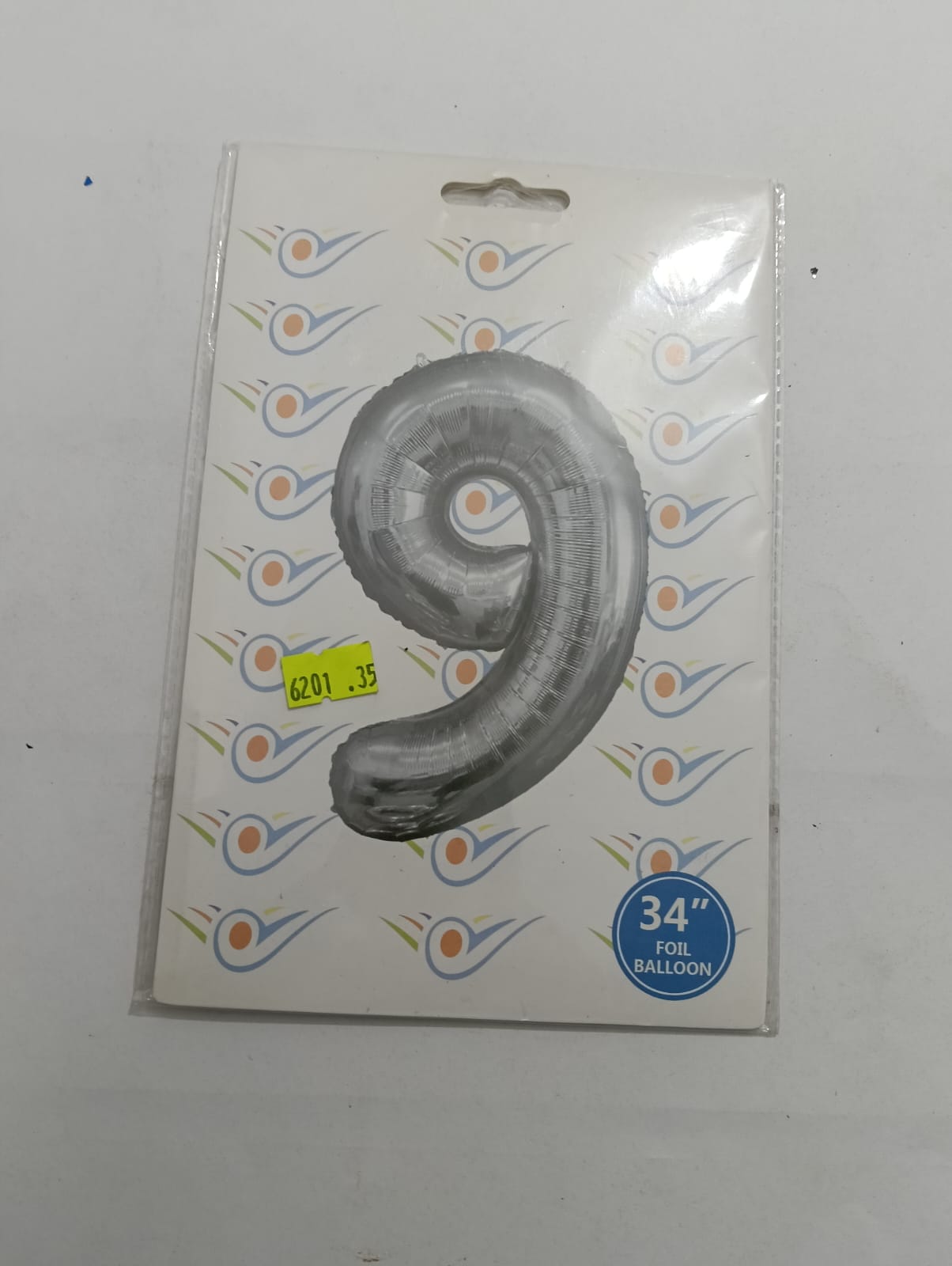 GLOBO DE NUMERO 9 34 PULGADAS (86,36CM) PLATA