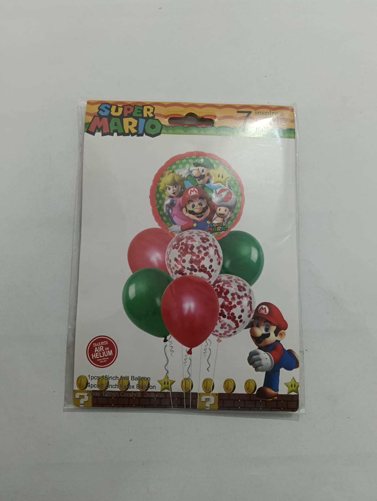 MARIO BROS SET DE 7 GLOBOS