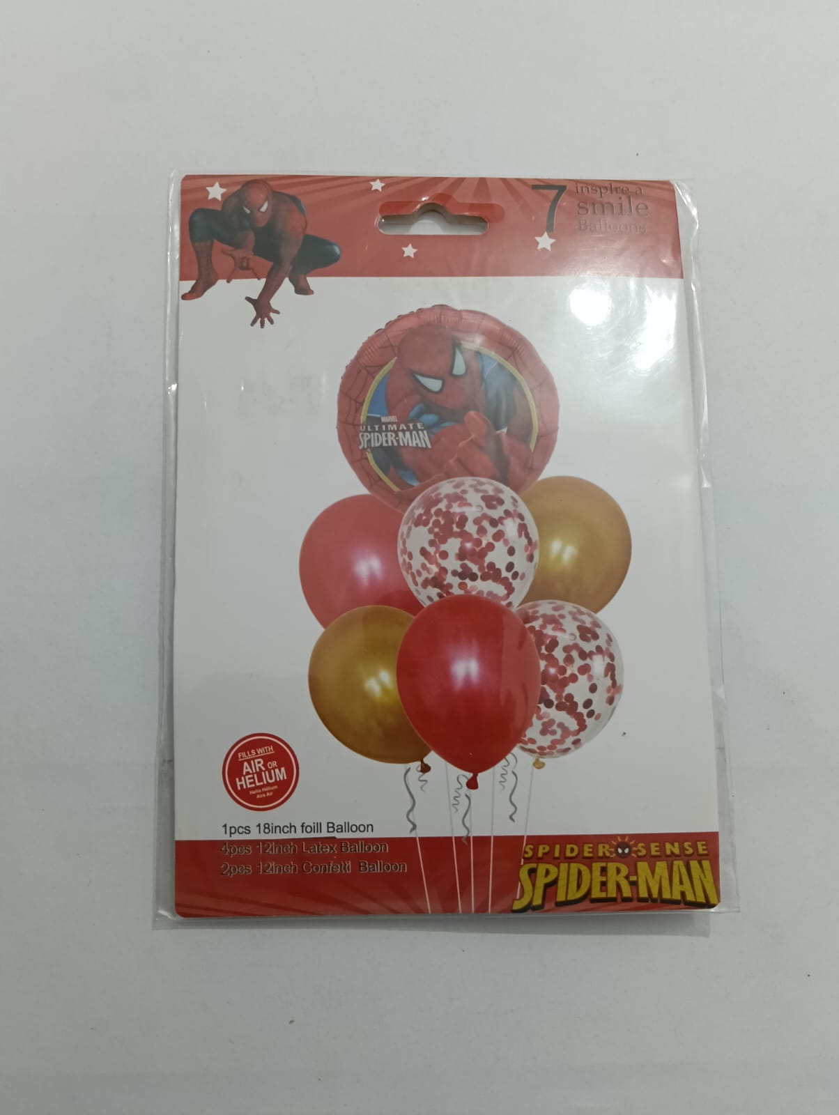 SPIDERMAN HOMBRE ARAÑA SET DE 7 GLOBOS PERSONAJES