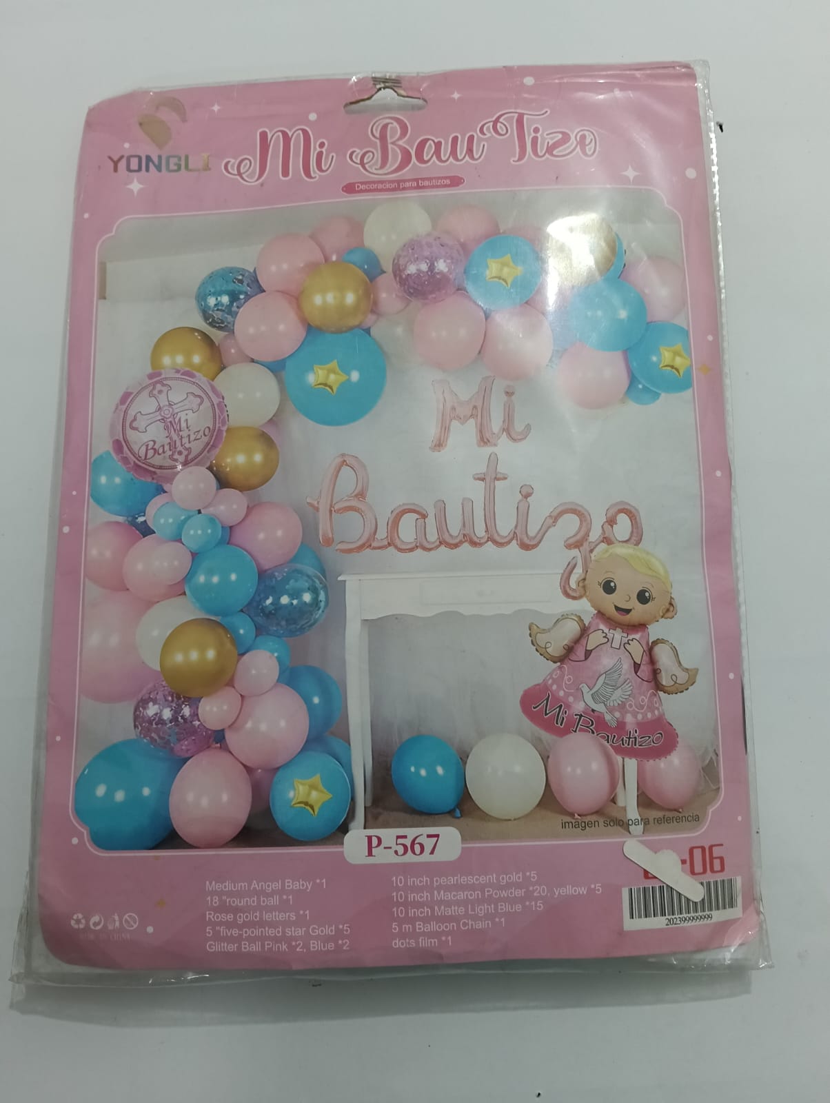 ARCO COMPLETO MI BAUTIZO (AZUL, ROSA)