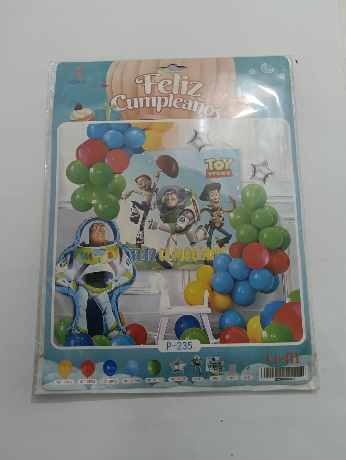 TOY STORY ARCO COMPLETO FELIZ CUMPLEAÑOS (VERDE, ROJO, AZUL)