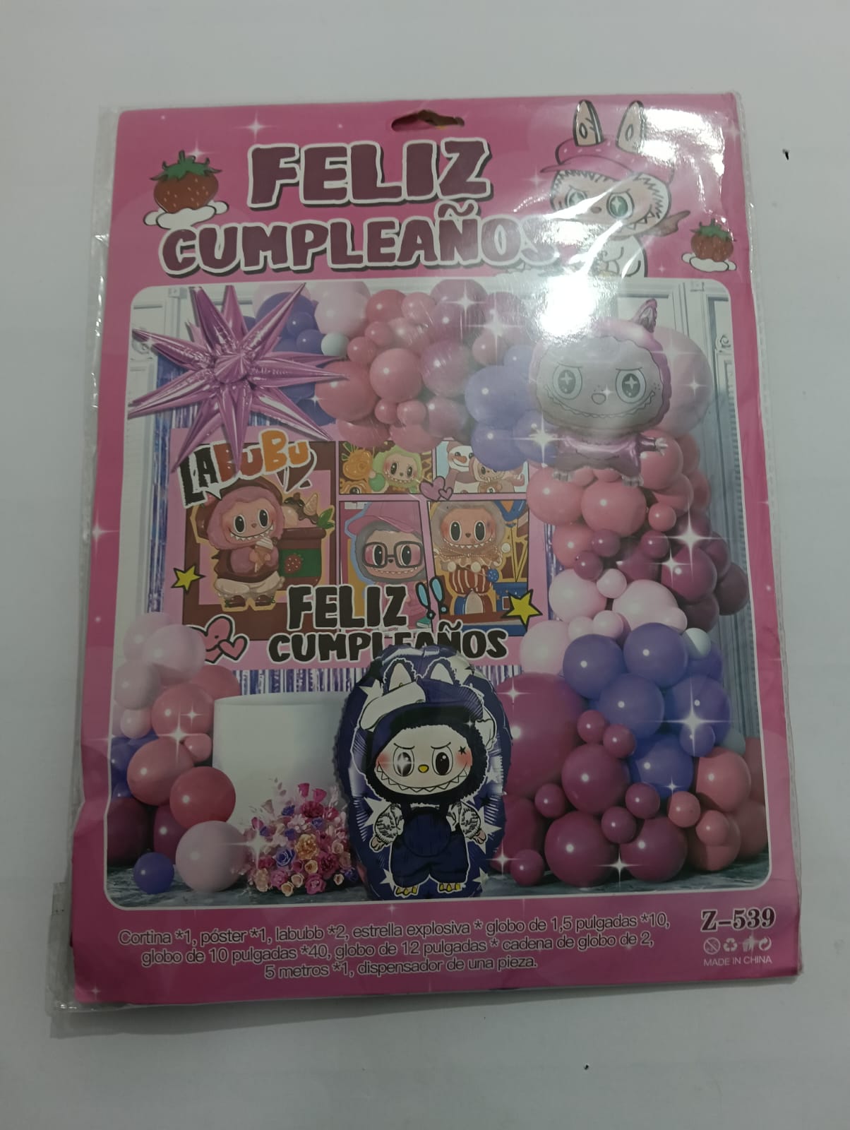LA BUBU ARCO COMPLETO FELIZ CUMPLEAÑOS (ROSA, MORADO)