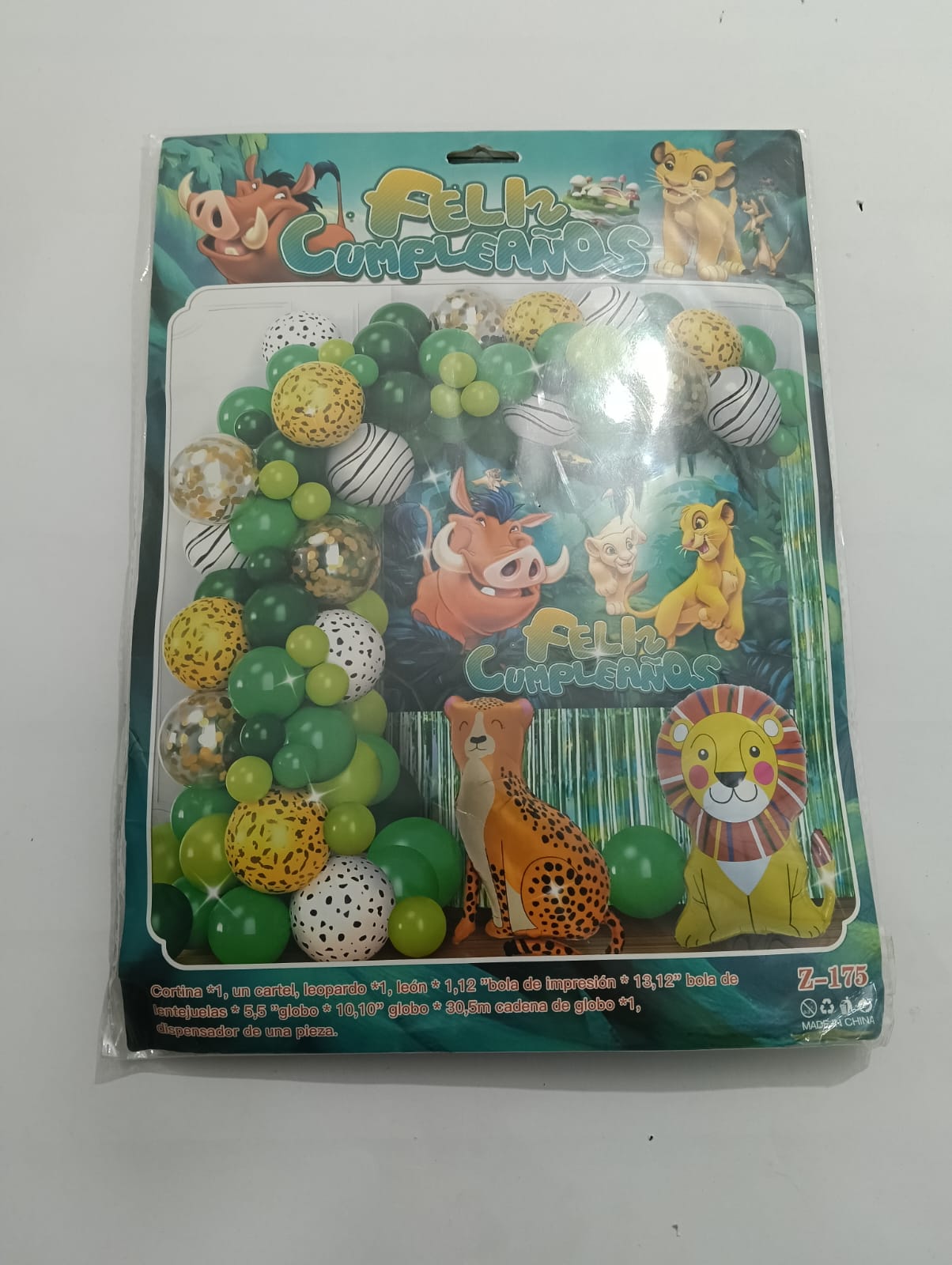 TIMON Y PUMBA EL REY LEÓN  ARCO COMPLETO FELIZ CUMPLEAÑOS (VERDE)