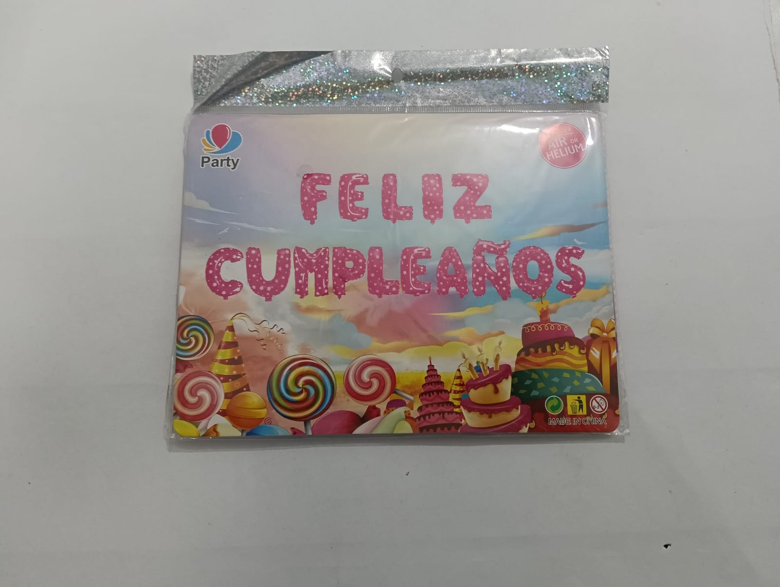 LETRERO DE GLOBOS FELIZ CUMPLEAÑOS ROSA ESTRELLA