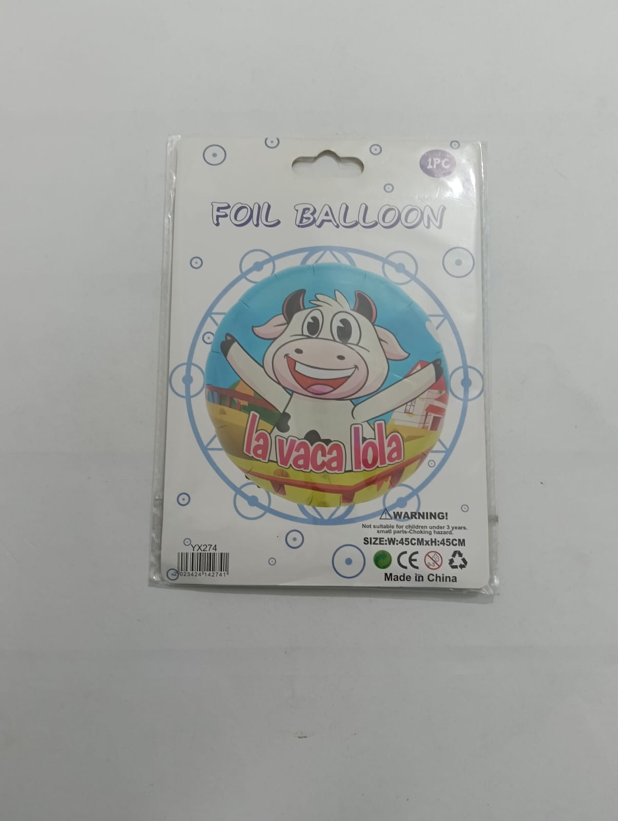 LOLA COW FARM BALLOON 18 INCH PACKAGED