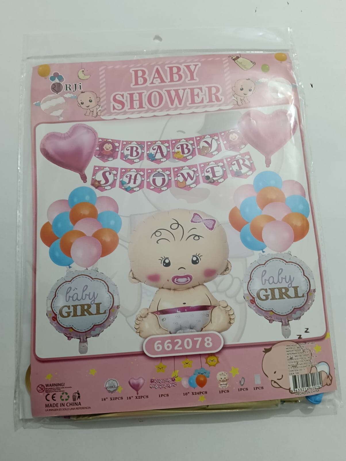 BABY SHOWER ARCO COMPLETO  (ROJO, AZUL, ROSA)