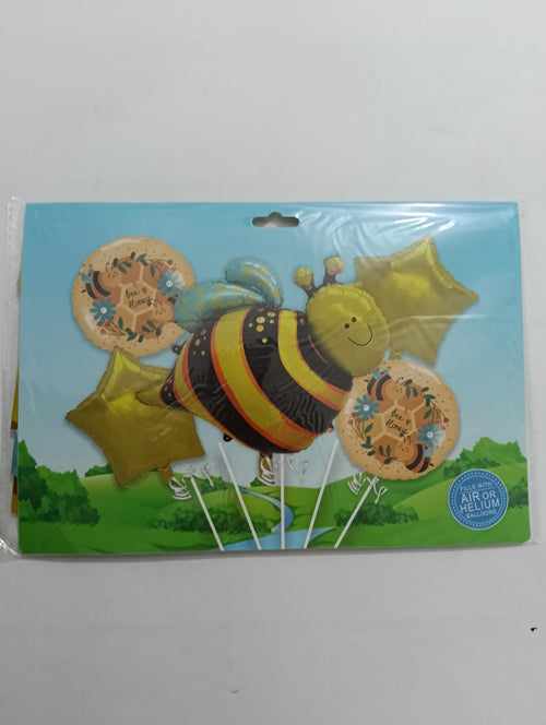ABEJA SET 5 GLOBOS METÁLICOS