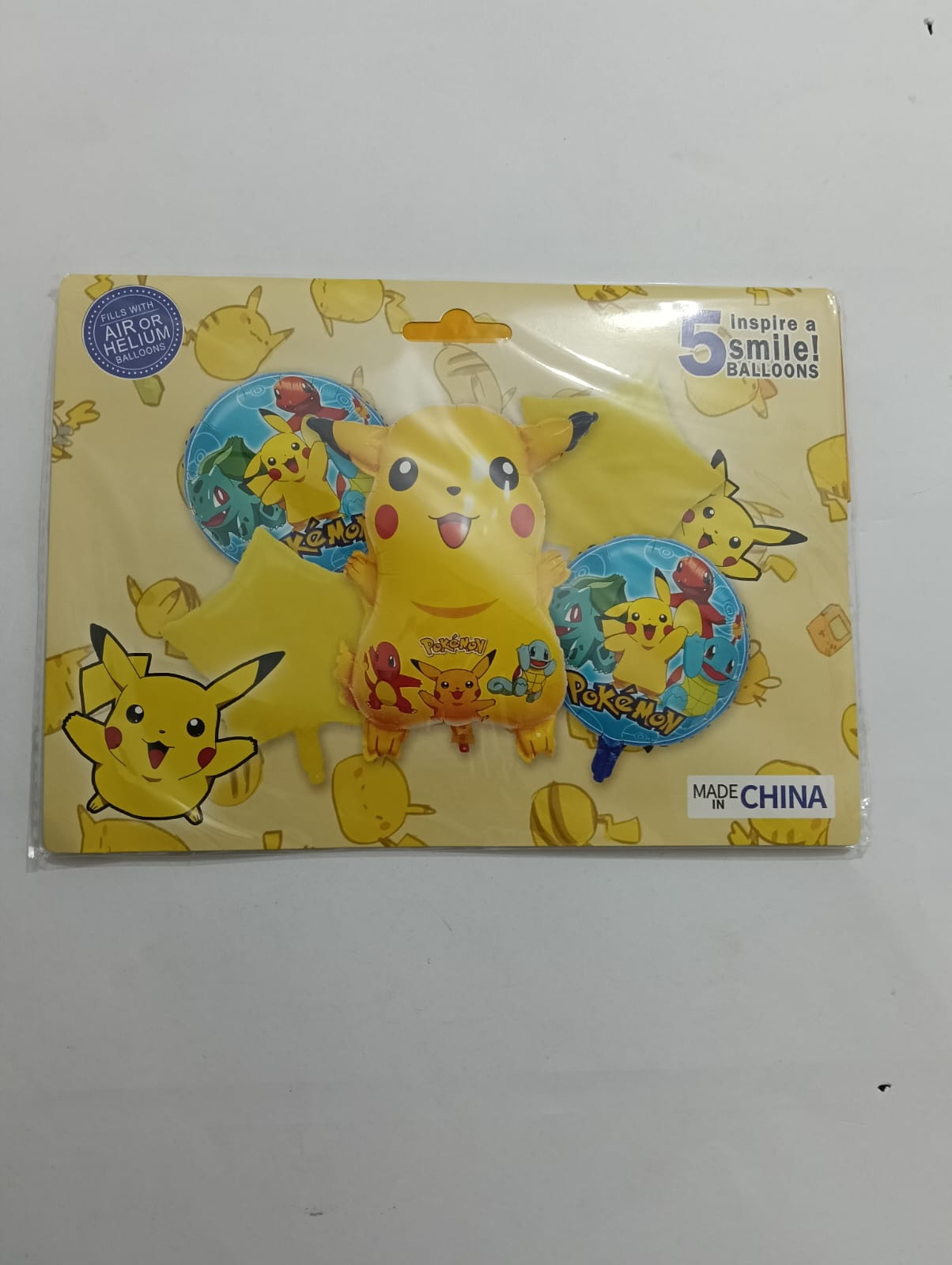 PIKACHU SET 5 GLOBOS METÁLICOS