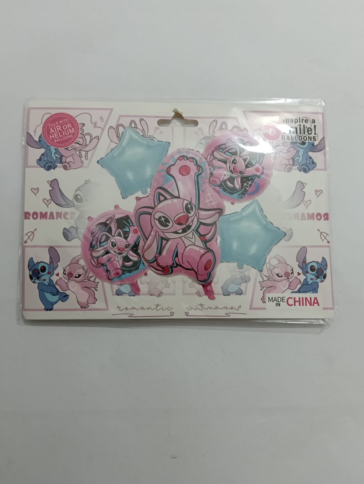 STITCH SET 5 GLOBOS METÁLICOS