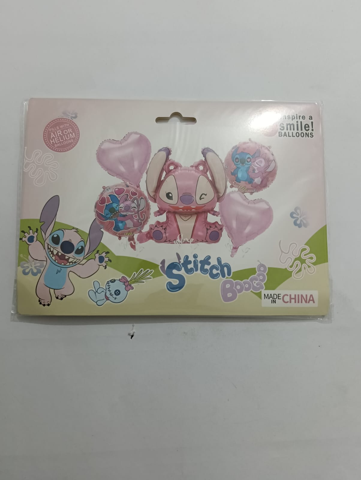 STITCH SET 5 GLOBOS METÁLICOS