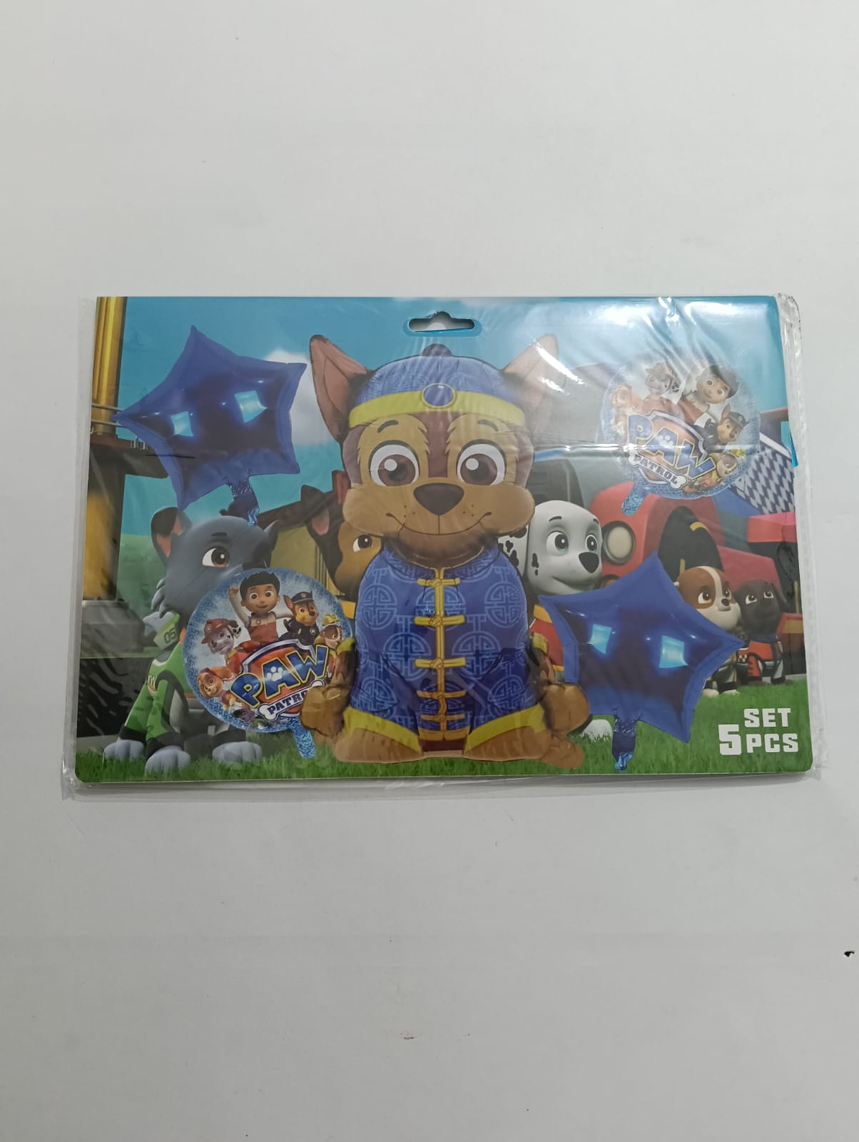 PAW PATROL AZUL  CHASE  SET 5 GLOBOS METÁLICOS