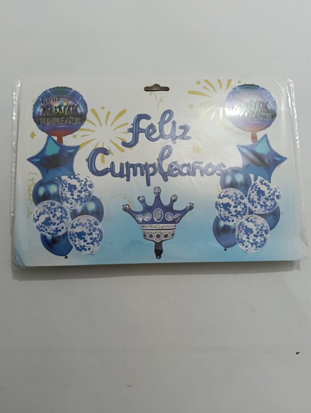 LETRERO FELIZ CUMPLEAÑOS CON CORONA GLOBO LATEX