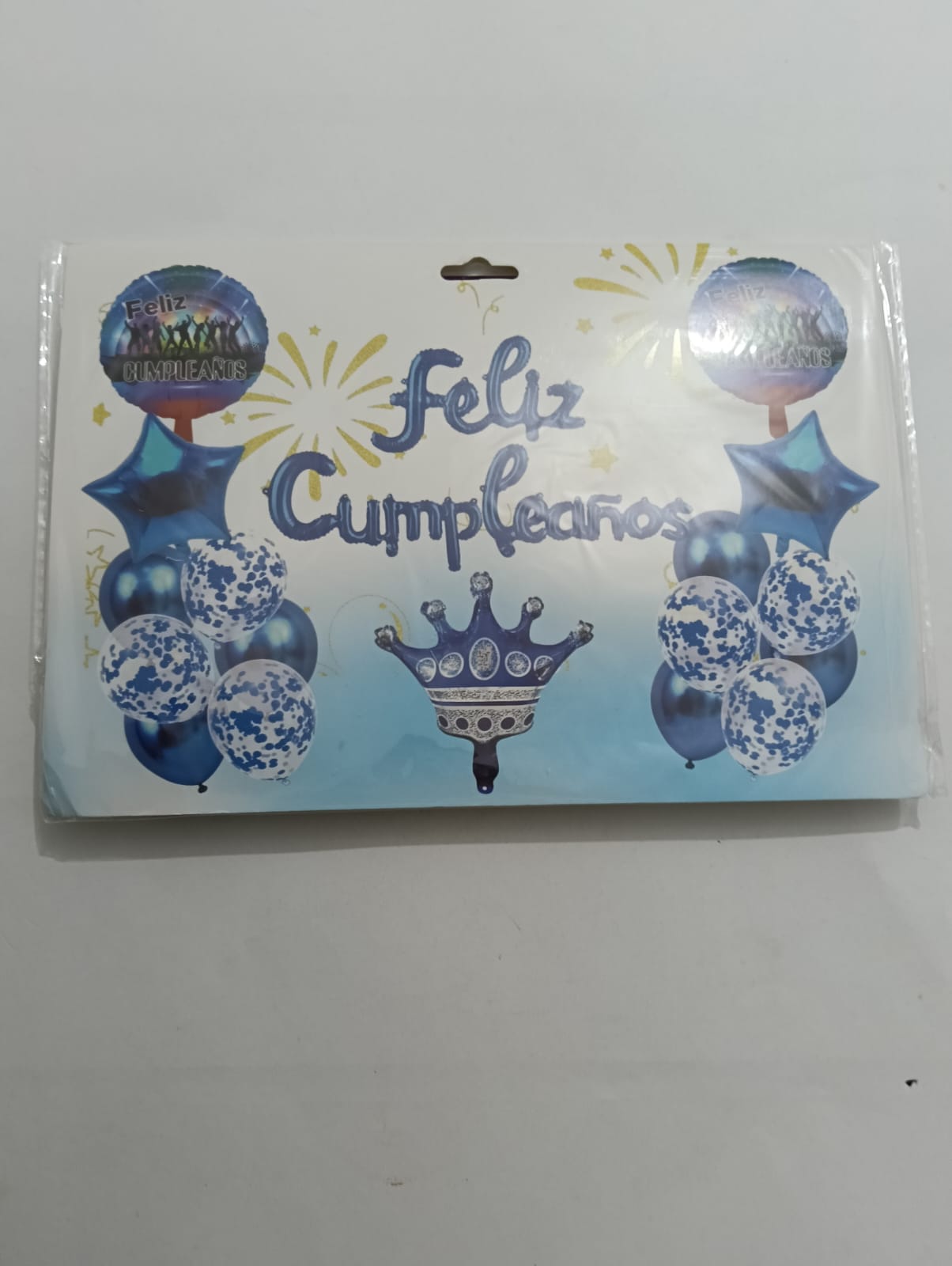 LETRERO FELIZ CUMPLEAÑOS CON CORONA GLOBO LATEX