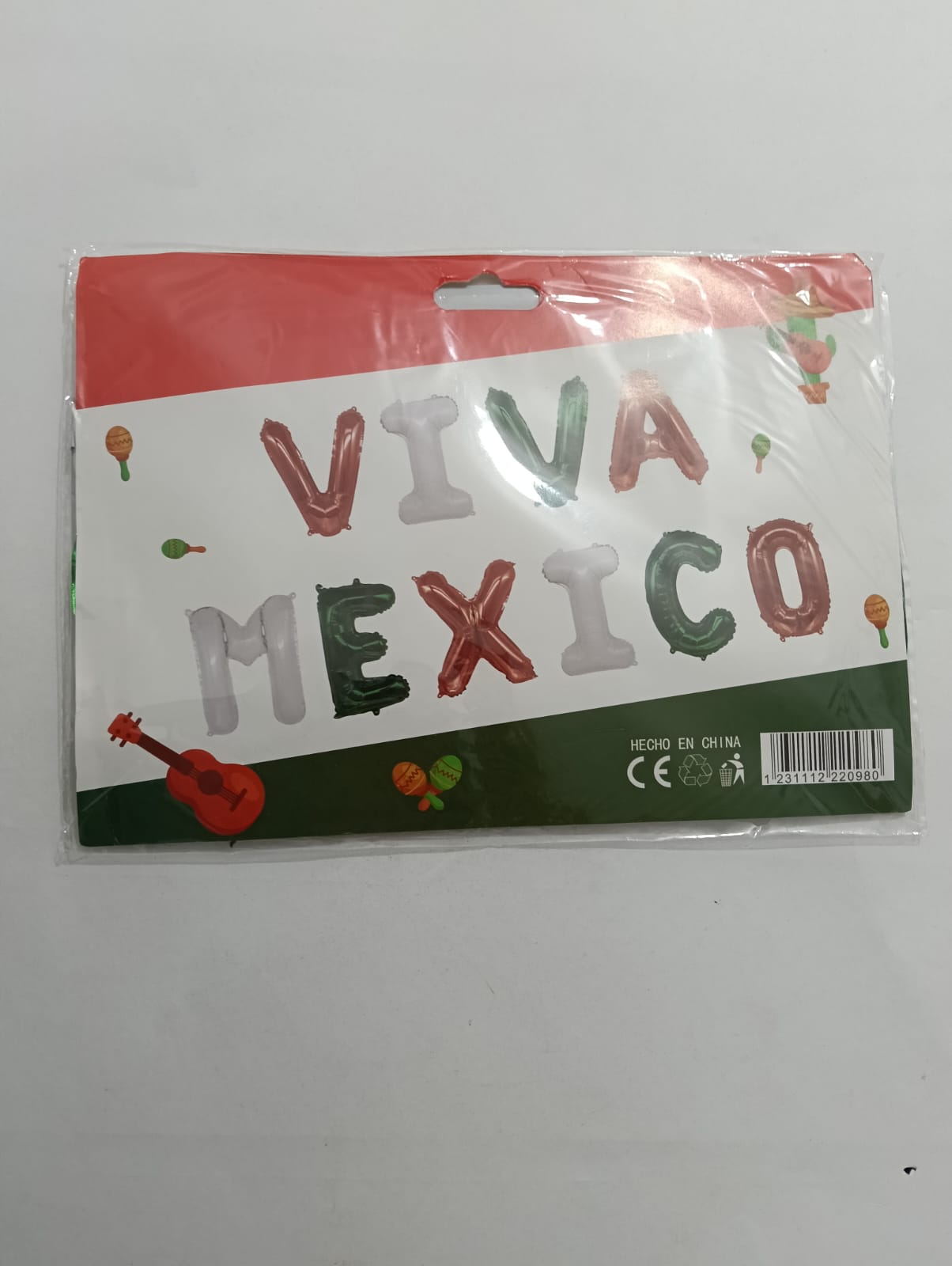 LETRERO DE GLOBOS VIVA MÉXICO