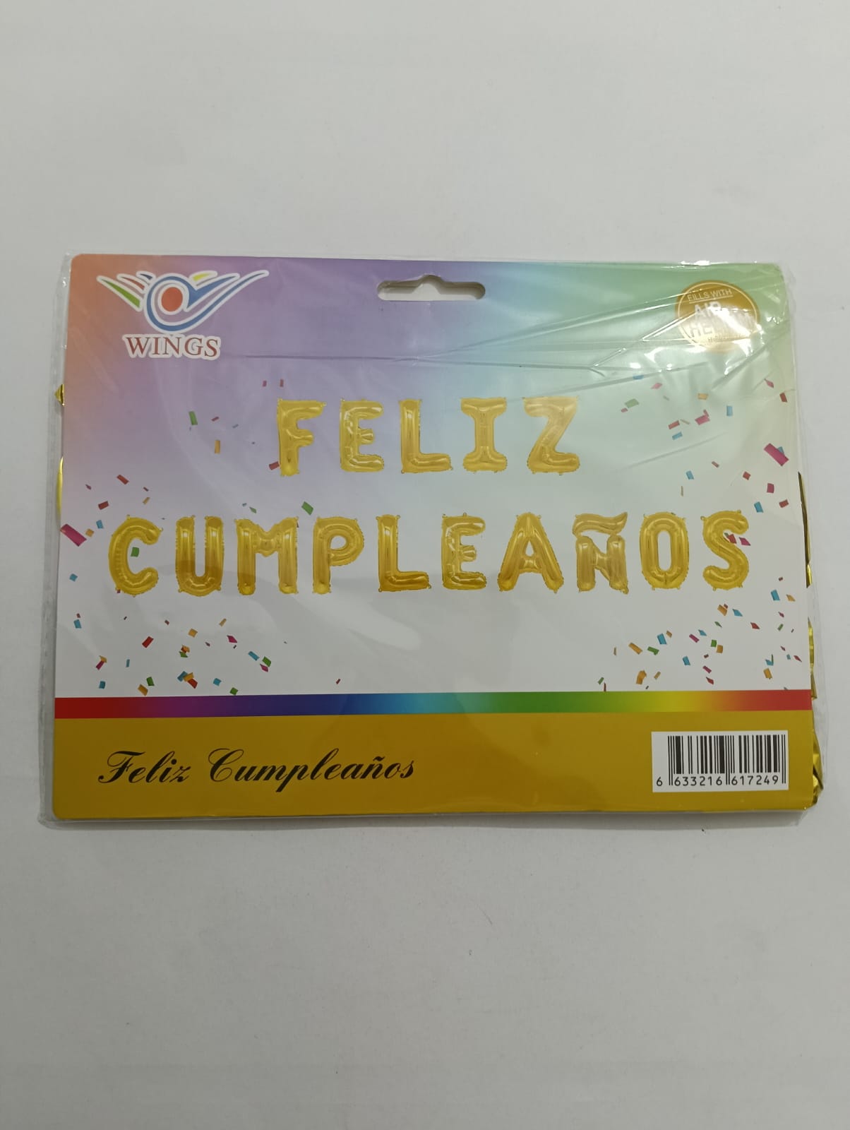 LETRERO DE GLOBOS FELIZ CUMPLEAÑOS DORADO