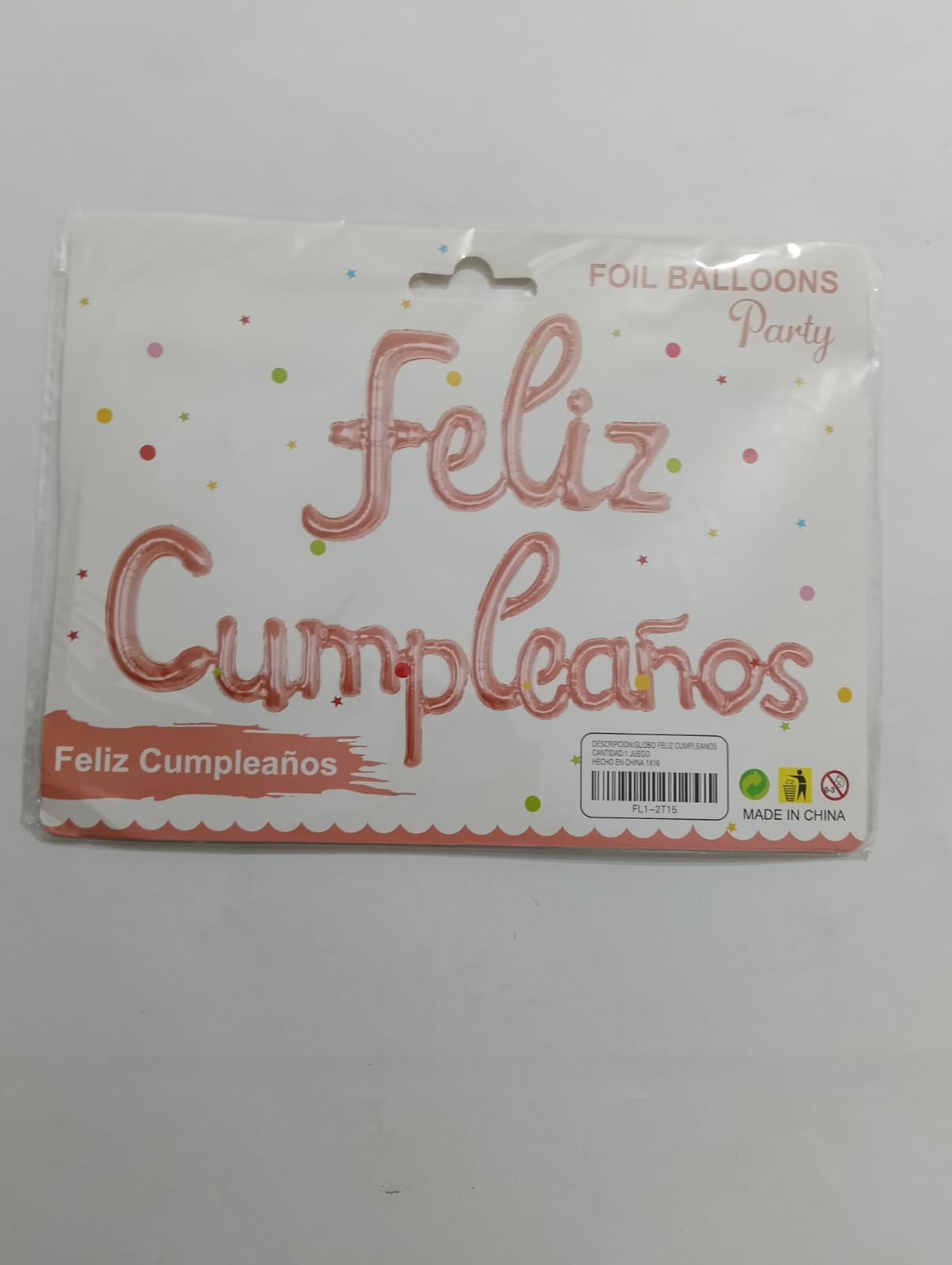 LETRERO DE GLOBOS FELIZ CUMPLEAÑOS ROSA ORO