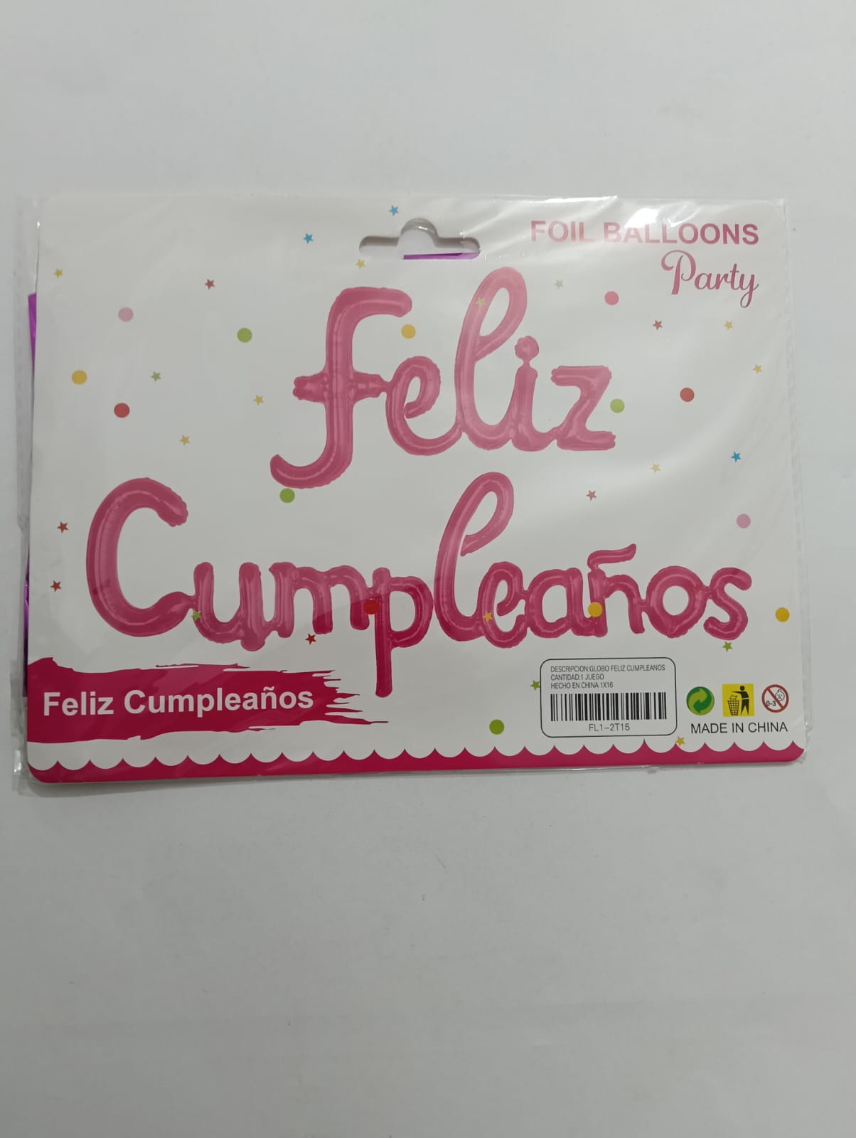 LETRERO DE GLOBOS FELIZ CUMPLEAÑOS ROSA