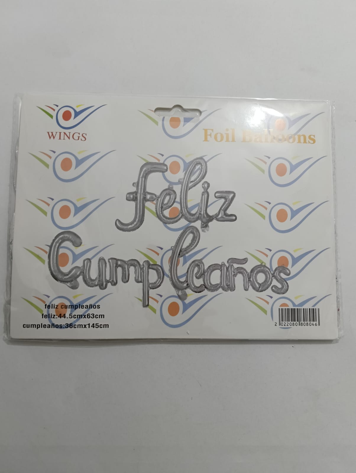 LETRERO DE GLOBOS FELIZ CUMPLEAÑOS PLATA