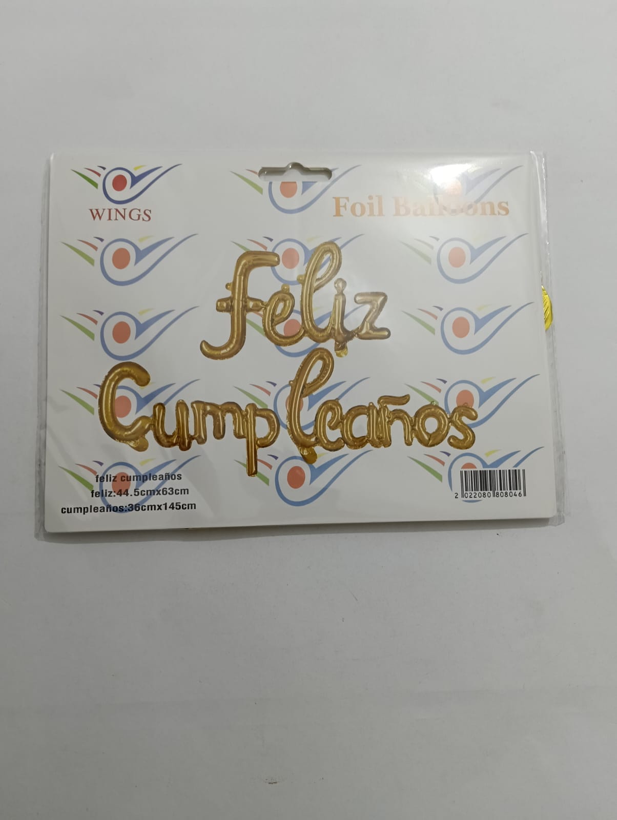 LETRERO DE GLOBOS FELIZ CUMPLEAÑOS DORADO