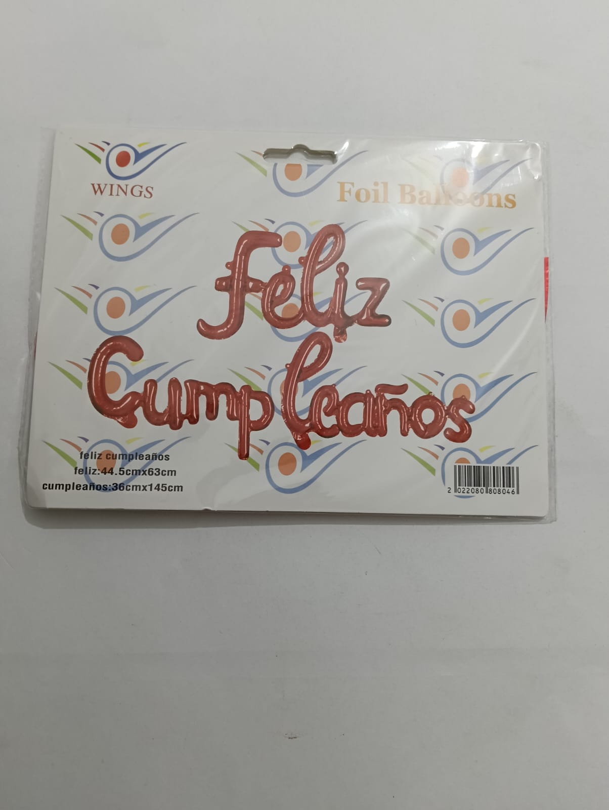 LETRERO DE GLOBOS FELIZ CUMPLEAÑOS ROJO