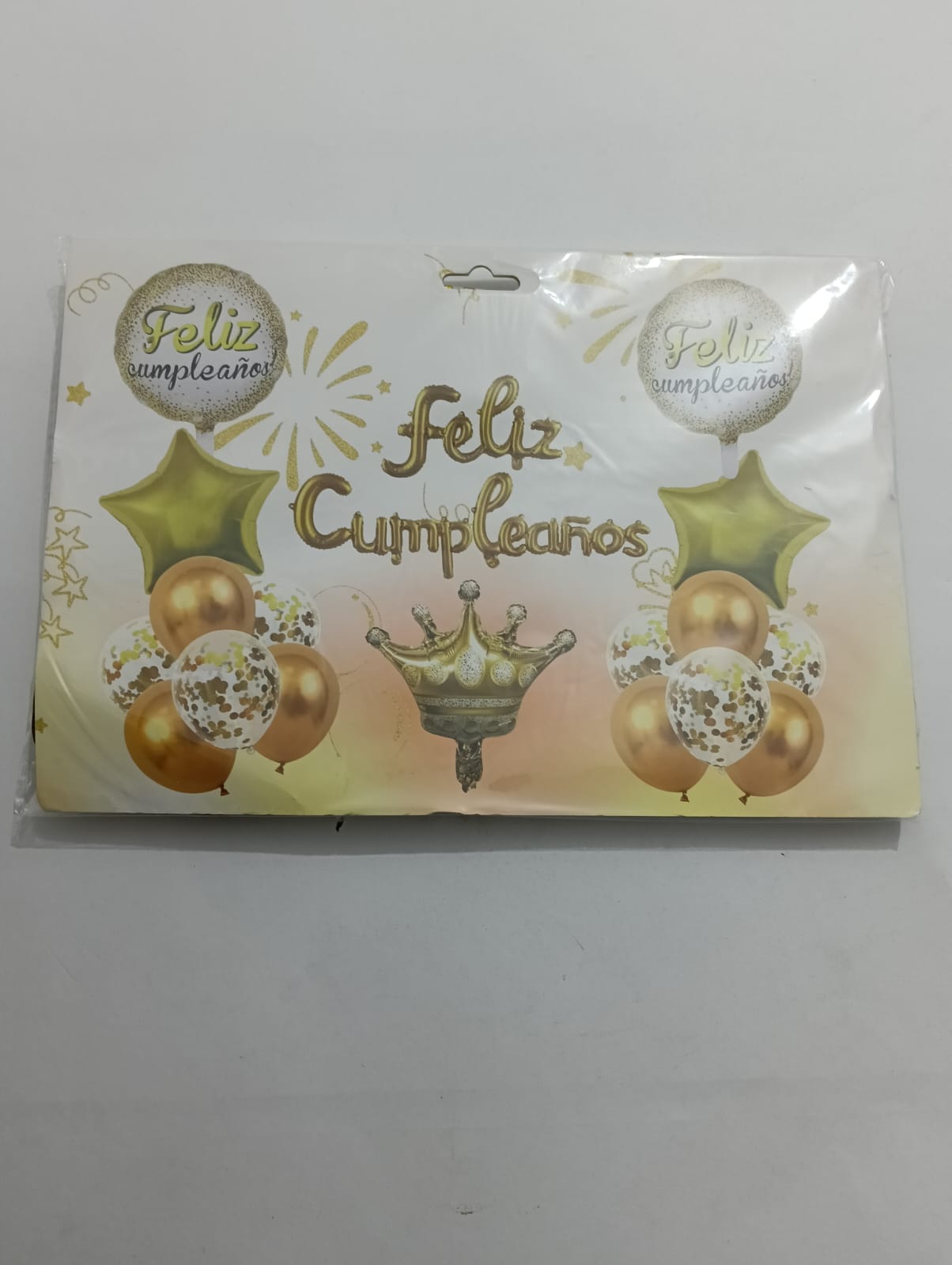 LETRERO FELIZ CUMPLEAÑOS CON CORONA GLOBO LATEX