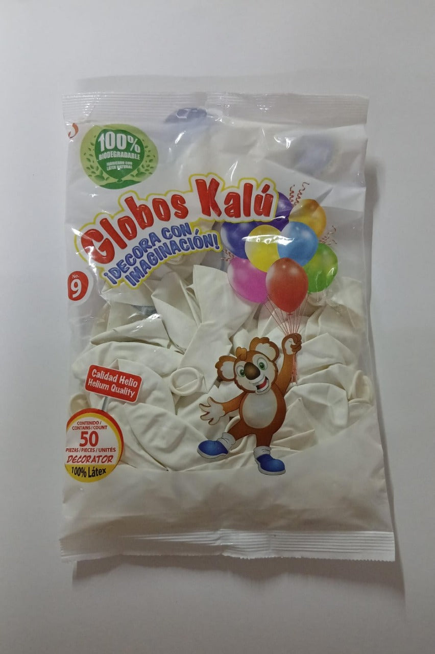 GLOBO KALU #9 BLANCO 50 PZAS