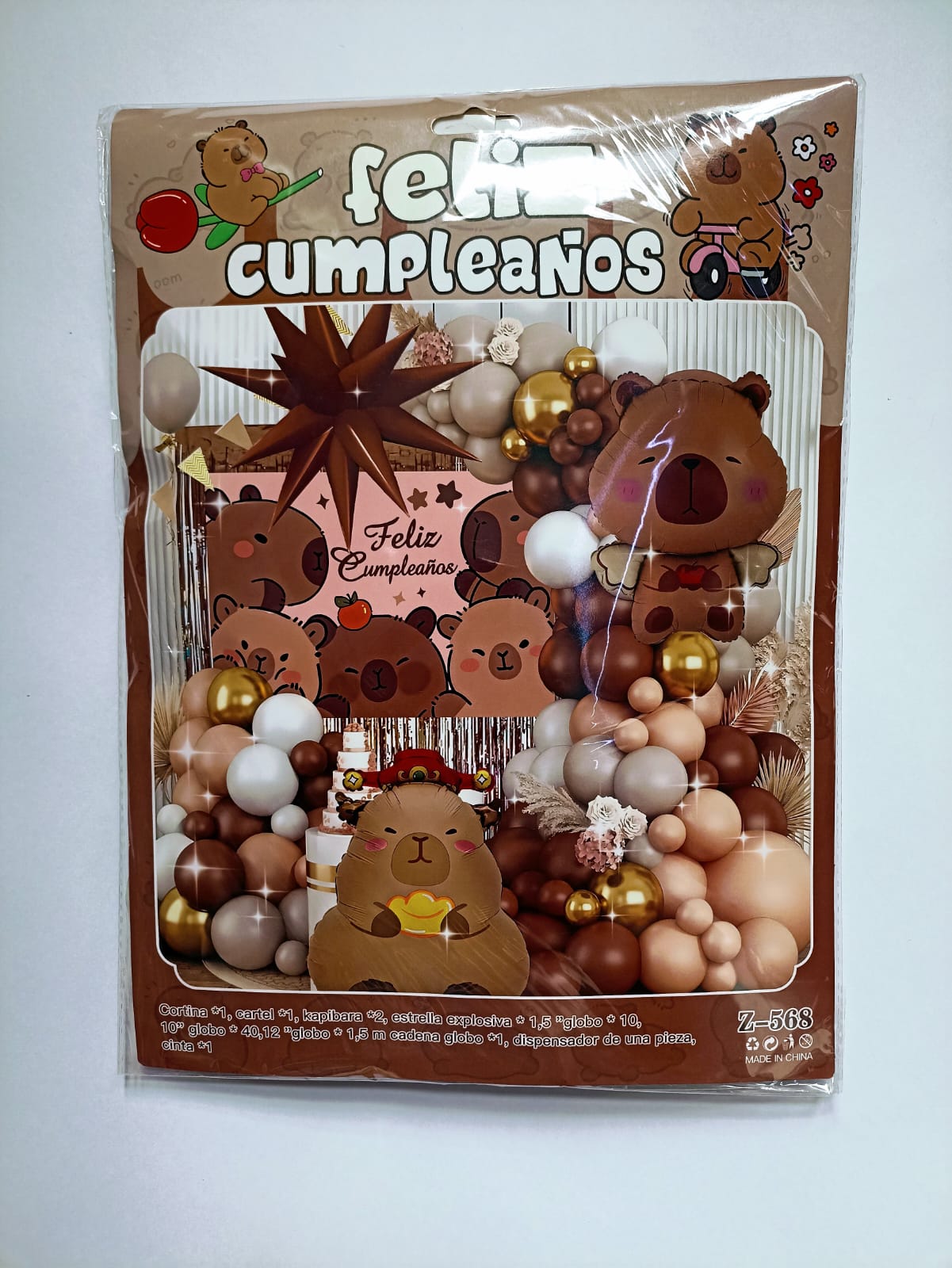CAPIBARA ARCO COMPLETO FELIZ CUMPLEAÑOS