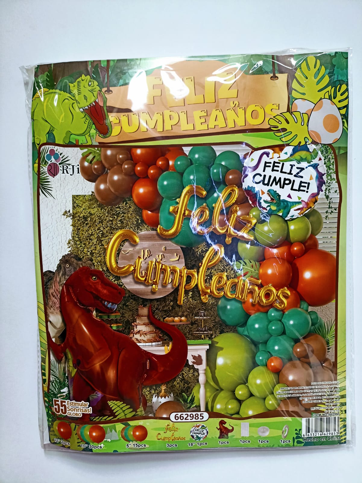 DINOSAURIOS ARCO COMPLETO FELIZ CUMPLEAÑOS