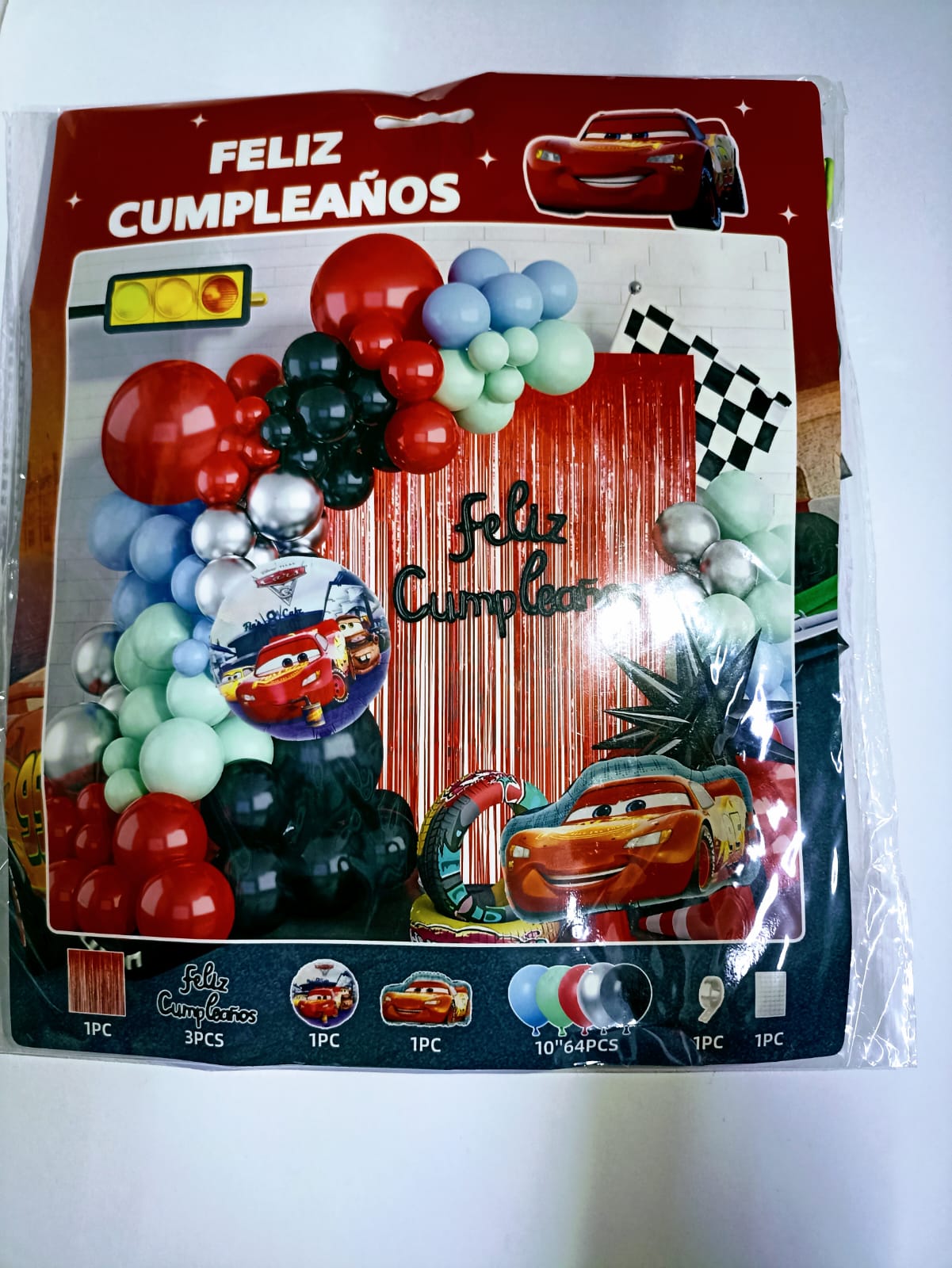CARS ARCO COMPLETO FELIZ CUMPLEAÑOS