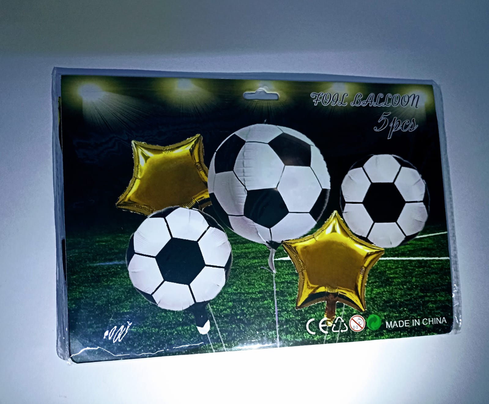 BALON FUTBOL SET DE 5 GLOBOS METÁLICOS