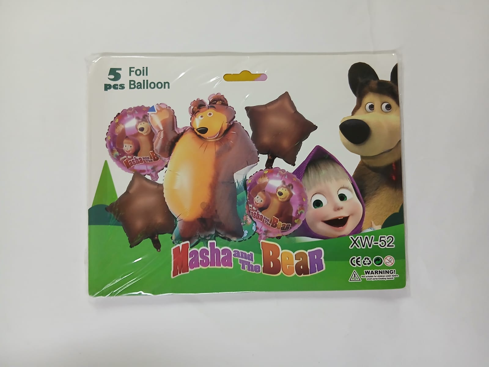 MASHA Y EL OSO SET DE 5 GLOBOS METÁLICOS