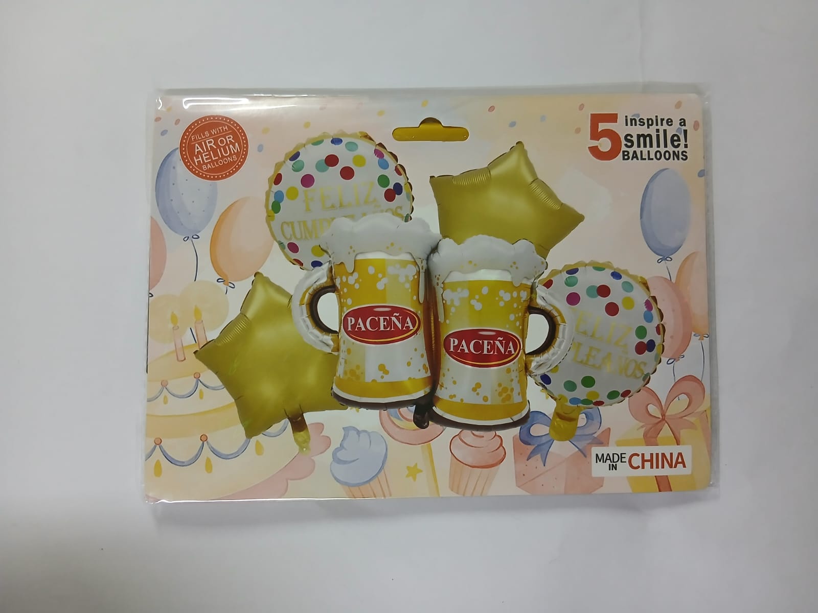 CERVEZA SET DE 5 GLOBOS METÁLICOS