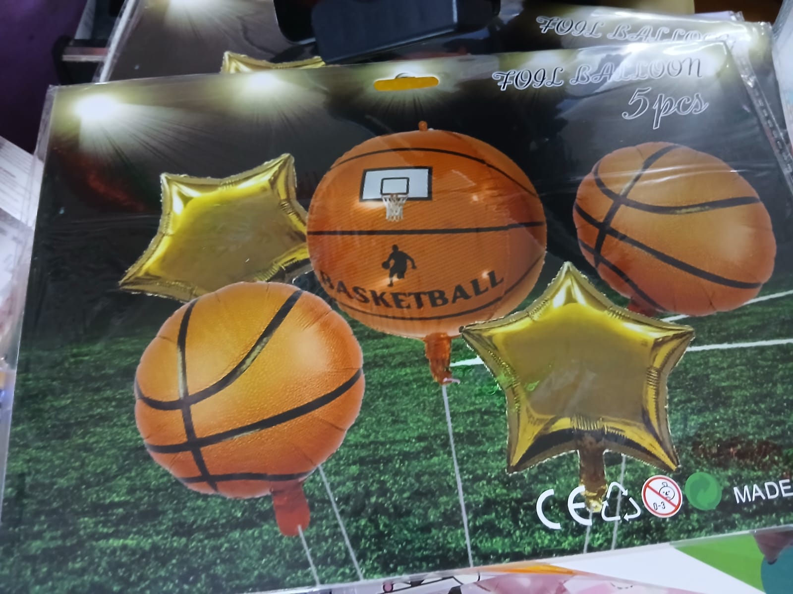 BASQUETBOL SET 5 GLOBOS METÁLICOS