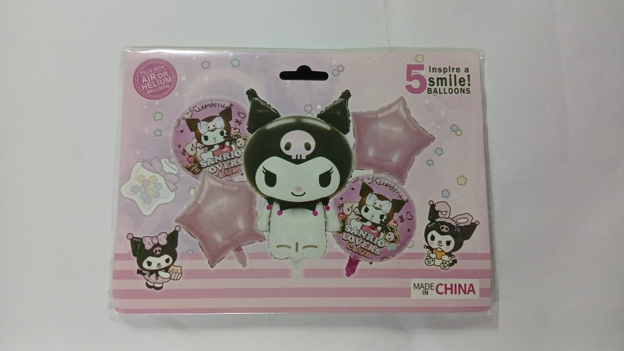 KUROMI SET DE 5 GLOBOS METÁLICOS