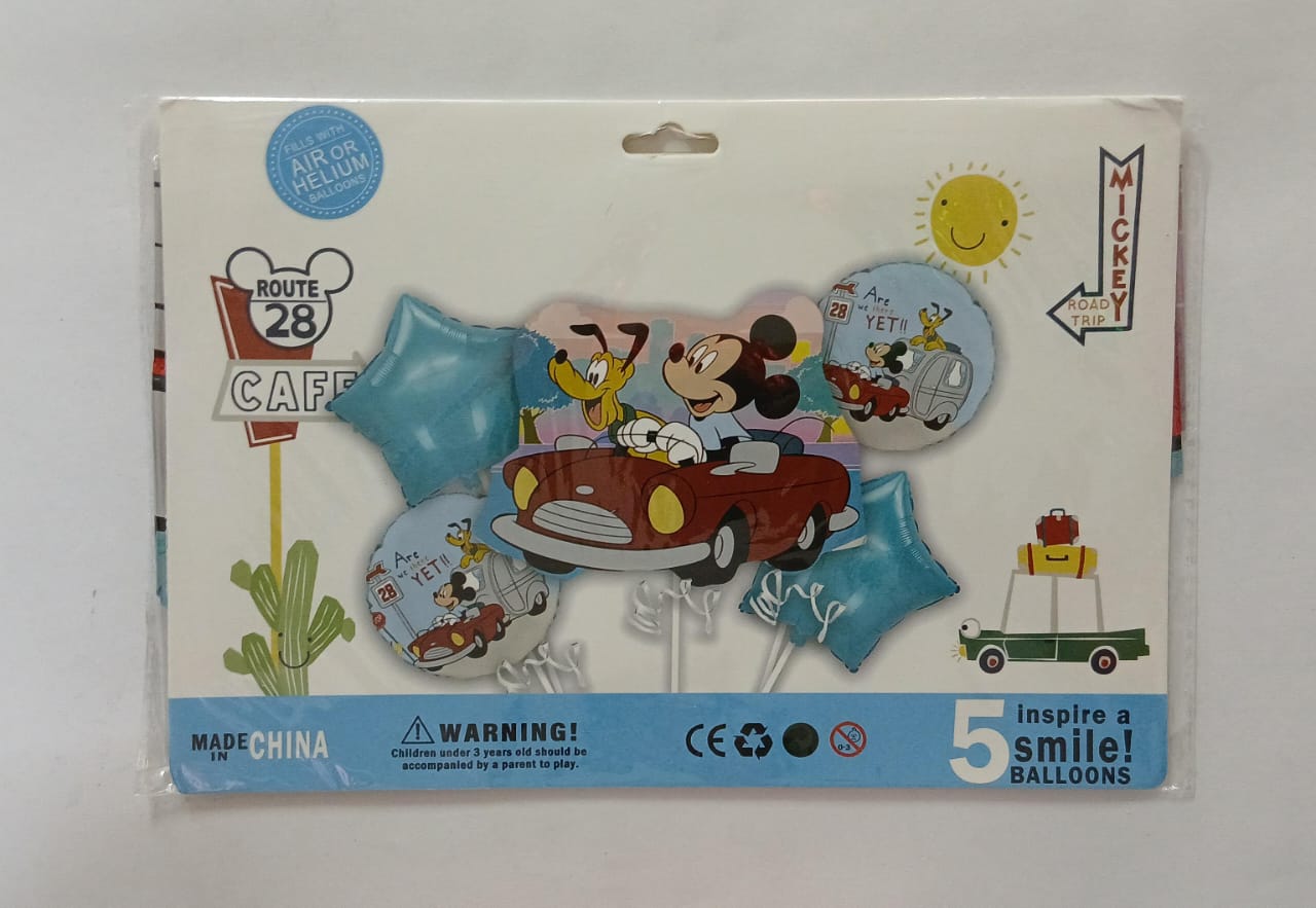 SET 5 GLOBOS METALICOS MICKEY MOUSE Y PLUTO