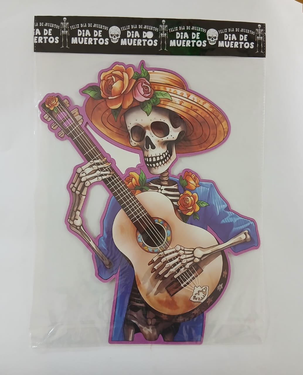 CARTON GRANDE DIA DE MUERTOS CALAVERA GUITARRA
