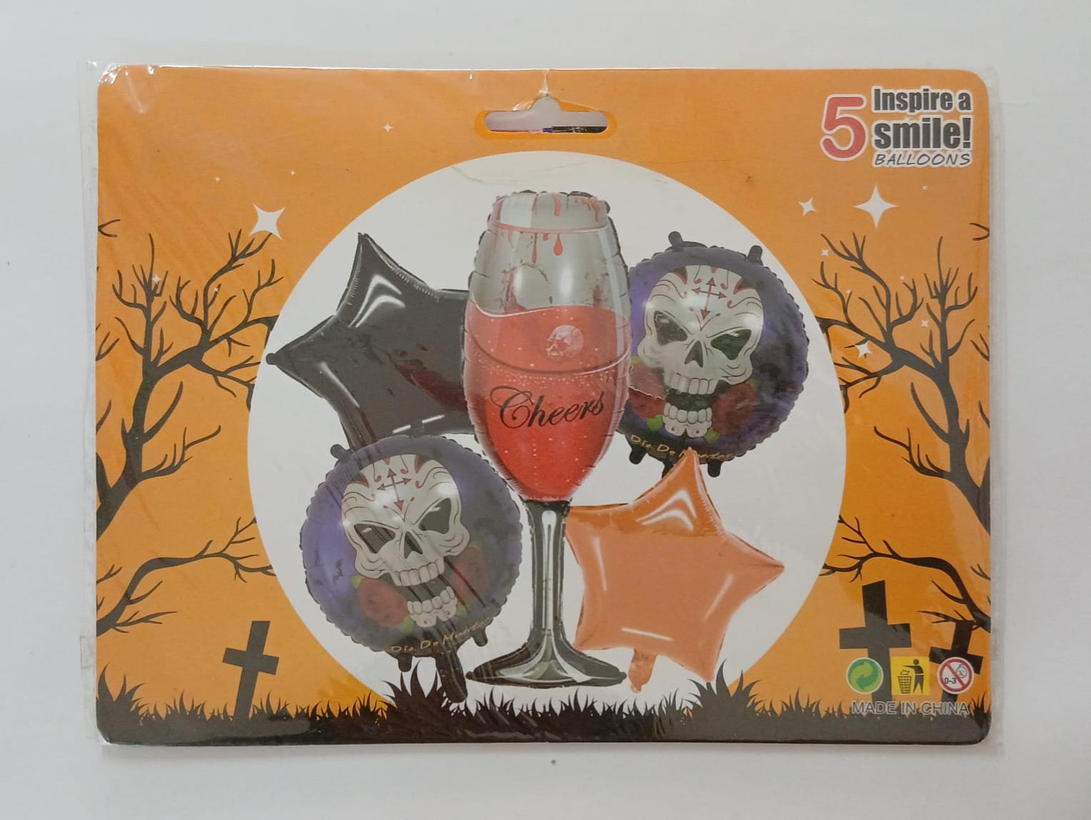 HALLOWEEN SET DE 5 GLOBOS METALICOS COPA