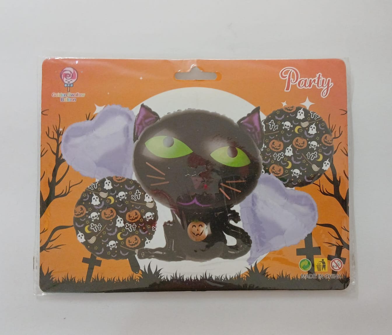 HALLOWEEN SET DE 5 GLOBOS METALICOS GATO NEGRO