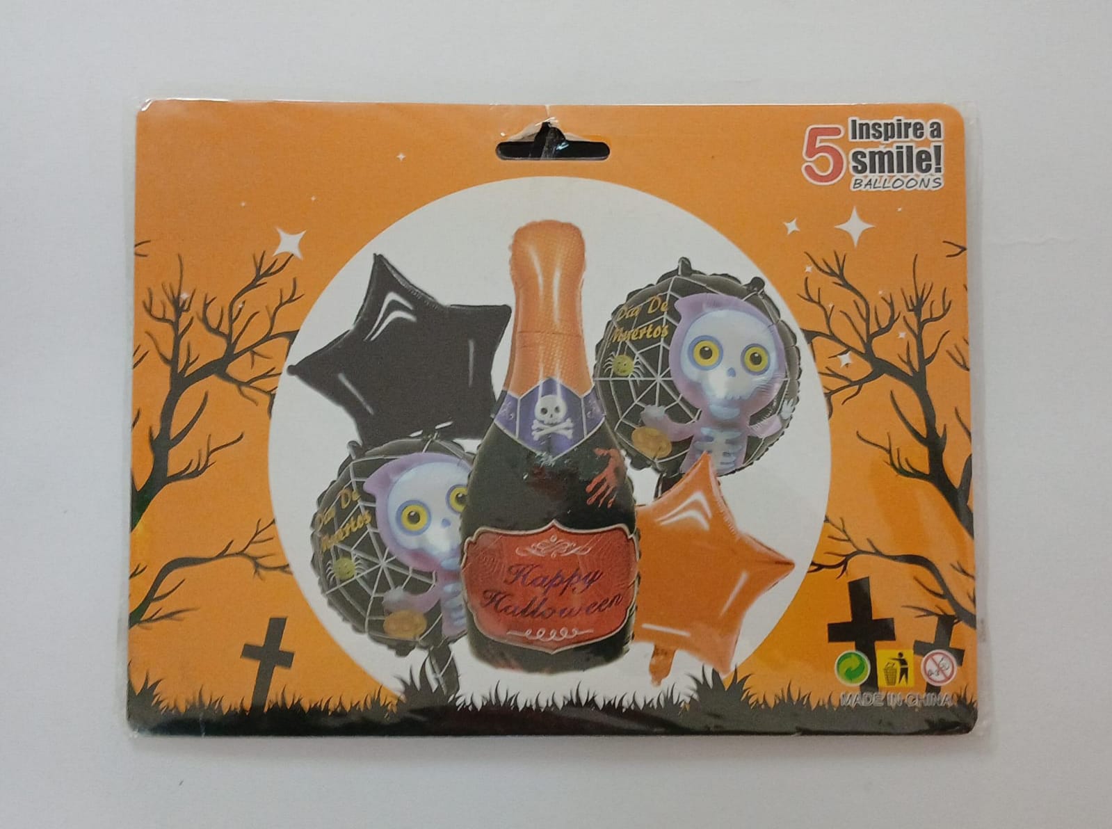 HALLOWEEN SET DE 5 GLOBOS METALICOS BOTELLA