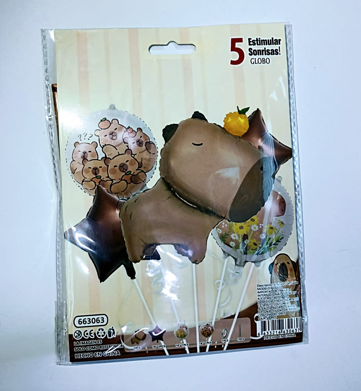 CAPIBARA SET DE 5 GLOBOS METALICOS