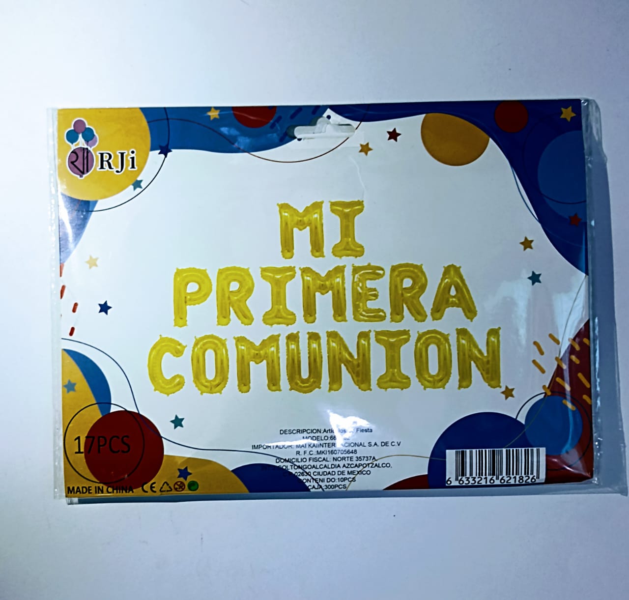 LETRERO DE GLOBOS MI PRIMERA COMUNIÓN DORADO